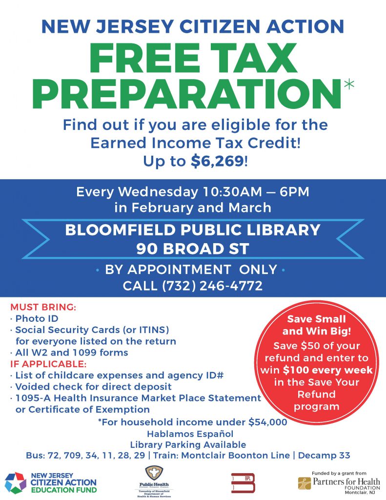 Free Tax Preperation Services to be Offered in the Montclair/Bloomfield ...