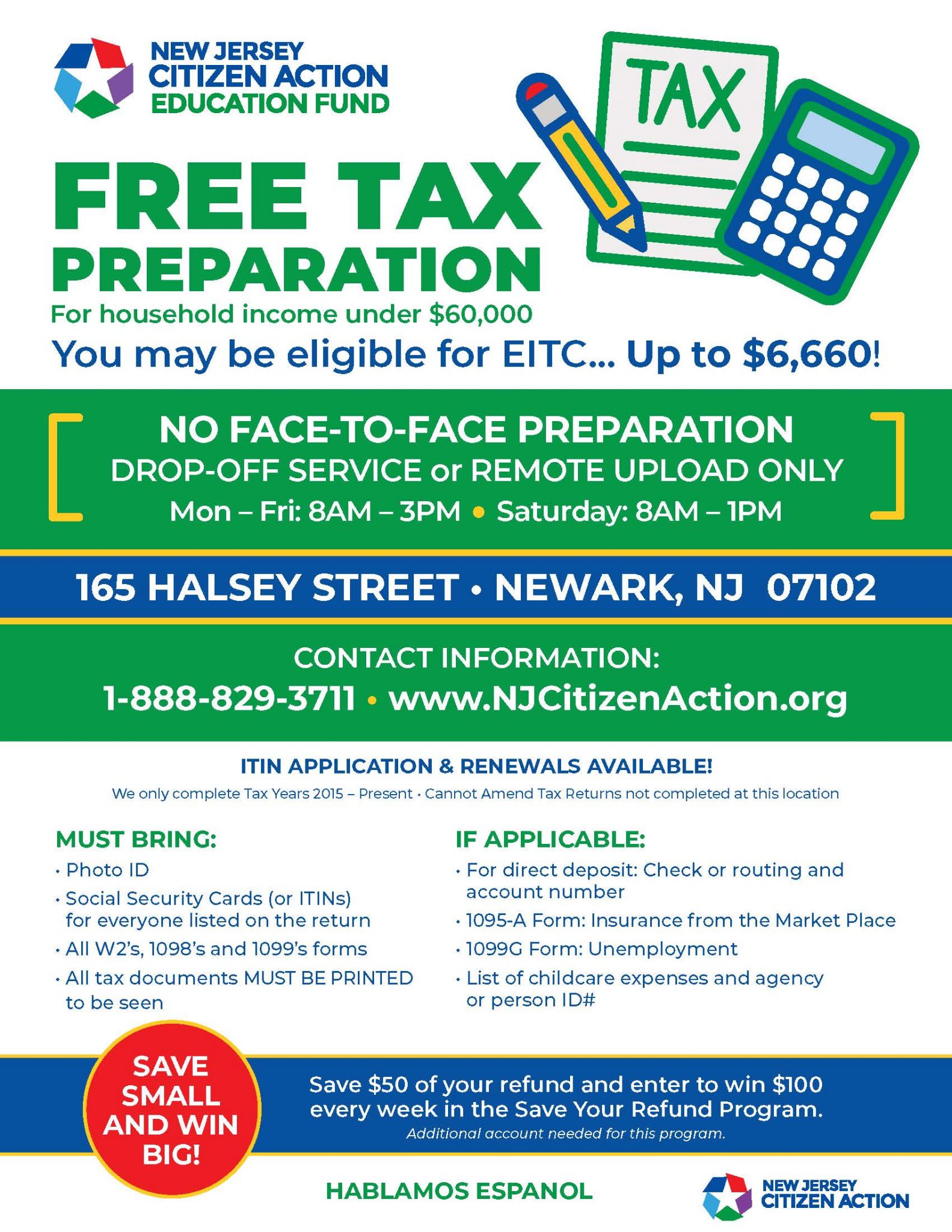 Free Virtual Tax Preparation with New Jersey Citizen Action Partners